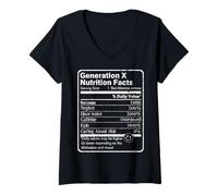 Donna Gen X Tee The Feral Generation Fatti nutrizionali Funny GenXer Maglietta con Collo a V