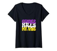 Donna Gender Kills My Vibe Non Binary Pride Maglietta con Collo a V