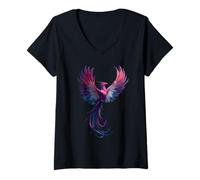 Donna Genderfluid Phoenix Bird Queer Pride Flag Rising From Ashes Maglietta con Collo a V