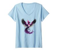 Donna Genderfluid Phoenix Bird Queer Pride Flag Rising From Ashes Maglietta con Collo a V