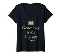 Donna Genealogia Vita Famiglia Radici Storia Cacciatore Antenati Nerd Maglietta con Collo a V