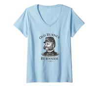 Donna Generale Ambrose Burnside Old Burney Civil War Maglietta con Collo a V