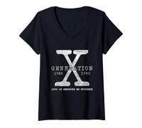Donna Generazione X Un Sacco di ricordi Nessuna Prova Vintage Gen X Maglietta con Collo a V