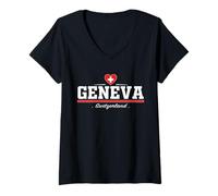 Donna Geneva Switzerland Maglietta con Collo a V