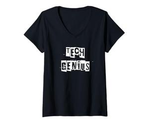 Donna Genio della Tecnologia Maglietta con Collo a V