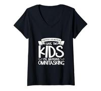Donna Genitori multitasking - due bambini Maglietta con Collo a V
