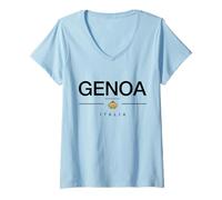 Donna Genova Italia vacanza a Genova viaggio in famiglia Genova Home Italia Maglietta con Collo a V