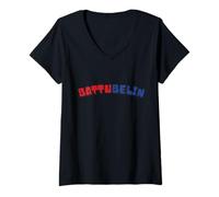Donna Genova, ROSSOBLU, BELIN, GRIFONE, Calcio, Genova, Zena BATTU Maglietta con Collo a V