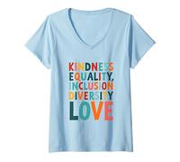 Donna Gentilezza Uguaglianza Inclusione Diversità Amore Bold Tipografia Maglietta con Collo a V