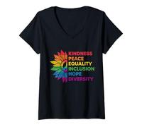 Donna Gentilezza Uguaglianza Inclusione Diversità Diritti Gay Pride Mese Maglietta con Collo a V