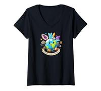 Donna Geology Rocks My World Cute Earth Crystals Science Lover Maglietta con Collo a V
