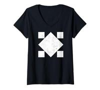 Donna Geometric Square Shape Rotated 45 Degrees Geometry Art Retro Maglietta con Collo a V
