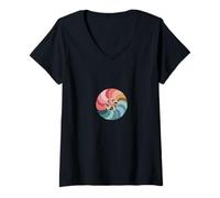 Donna geometric symmetry spiral colorful spiral circle minimalist Maglietta con Collo a V