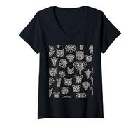 Donna Geometrico Animali Minimalisti Poligono Wildlife Line Art Maglietta con Collo a V