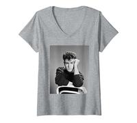 Donna George Michael of Wham! Pop Duo Lo scorso Natale 1982 Maglietta con Collo a V