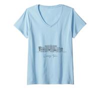 Donna George Town, isole Cayman, orizzonte Maglietta con Collo a V