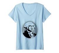 Donna George Washington Presidente Insegnante di Storia del Ritratto Maglietta con Collo a V