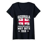 Donna Georgia Est. 26 maggio 1918 Georgian Independence Day Wear Maglietta con Collo a V