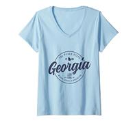 Donna Georgia Peach State Vintage Orgoglio Maglietta con Collo a V