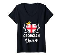 Donna Georgian Queen Georgia Flag Proud Georgian Woman Maglietta con Collo a V