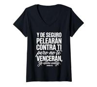 Donna Geremia 1:19 - "Dios Está Contigo Siempre Maglietta con Collo a V
