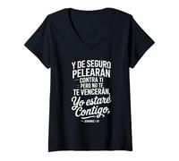 Donna Geremia 1:19 - "Yo Estaré Contigo No Te Vencerán Maglietta con Collo a V
