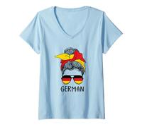 Donna German Girl German Heritage Germany Flag Maglietta con Collo a V