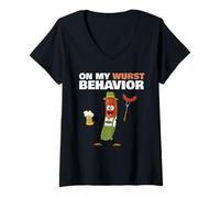 Donna German Sausage On My Wurst Behavior Maglietta con Collo a V