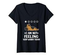Donna German Shepherd Dog Sleep I Am Not Feeling Funny Puppy Dogs Maglietta con Collo a V