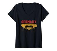 Donna Germania, Berlino, Punto di Riferimento, Silhouette, Viaggio, Grafico Maglietta con Collo a V