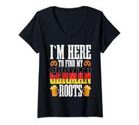 Donna Germania Design I'm Here To Find My German Roots Maglietta con Collo a V