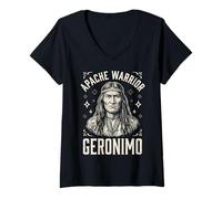 Donna Geronimo Apache American Native Pride Maglietta con Collo a V