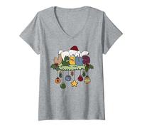 Donna Gesù Buon Natale Natalizio I cristiani Amano Cristo Maglietta con Collo a V