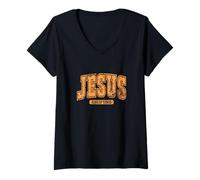 Donna Gesù Cristo - Re dei re | Design cristiano Maglietta con Collo a V