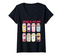Donna Gesù è la mia marmellata e Sono Qui per diffonderla Cristiana Maglietta con Collo a V