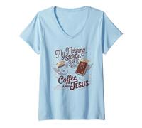 Donna Gesù Maglietta Da Uomo Donne Cristianesimo Cristo Coffee Maglietta con Collo a V