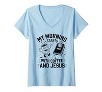 Donna Gesù Maglietta Da Uomo Donne Cristianesimo Cristo Coffee Maglietta con Collo a V