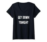 Donna Get Down Tonight Groovy, Discoteca Anni '70 Maglietta con Collo a V