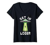 Donna Get in Loser, UFO Alien Cospirazione Credere rapimento Alien Maglietta con Collo a V