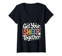Donna Get Your Sheep Together Promemoria di Vita, Risata |- Maglietta con Collo a V