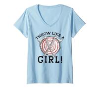 Donna Gettare Come Una Ragazza! Axe Throwing è per Le Donne Divertente Meme Maglietta con Collo a V