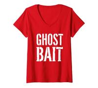 Donna Ghost Bait Ghost Caccia Paranormale Divertente Halloween Maglietta con Collo a V