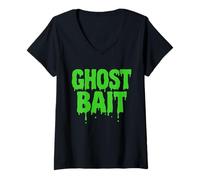 Donna Ghost Bait Green Cacciatore di spiriti paranormali Maglietta con Collo a V