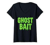Donna Ghost Bait Green Cacciatore di Spiriti paranormali Maglietta con Collo a V