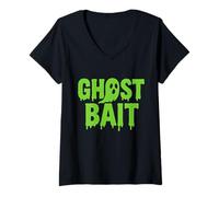 Donna Ghost Bait Green Cacciatore di spiriti paranormali Maglietta con Collo a V