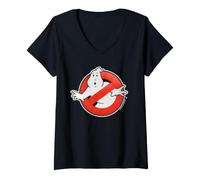 Donna Ghostbusters 1984 Movie Patch Style Faux Ricamo No-Ghost Maglietta con Collo a V