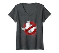 Donna Ghostbusters 84 Film Sbiadito incrinato mezzitoni No-Ghost Grunge Maglietta con Collo a V