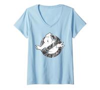 Donna Ghostbusters Halloween Logo Spider Web Movie 1984 Retro Anni '80 Maglietta con Collo a V