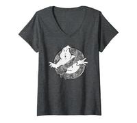 Donna Ghostbusters Halloween Ragnatela Monocromatico Argento No-Ghost Maglietta con Collo a V
