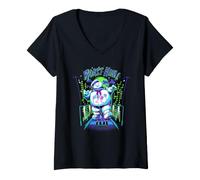 Donna Ghostbusters Stay Puft Marshmellow Arcade Art 1984 Anni '80 Retro Maglietta con Collo a V